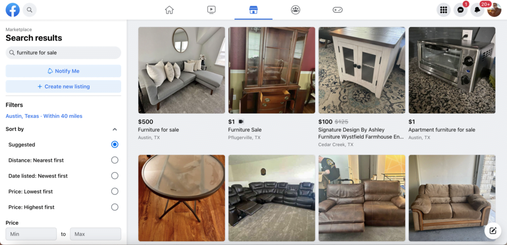 sell furniture online