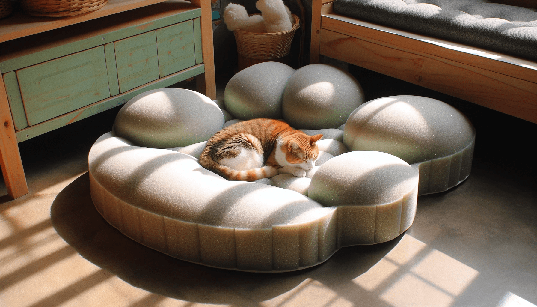DIY pet bed made from foam mattress topper