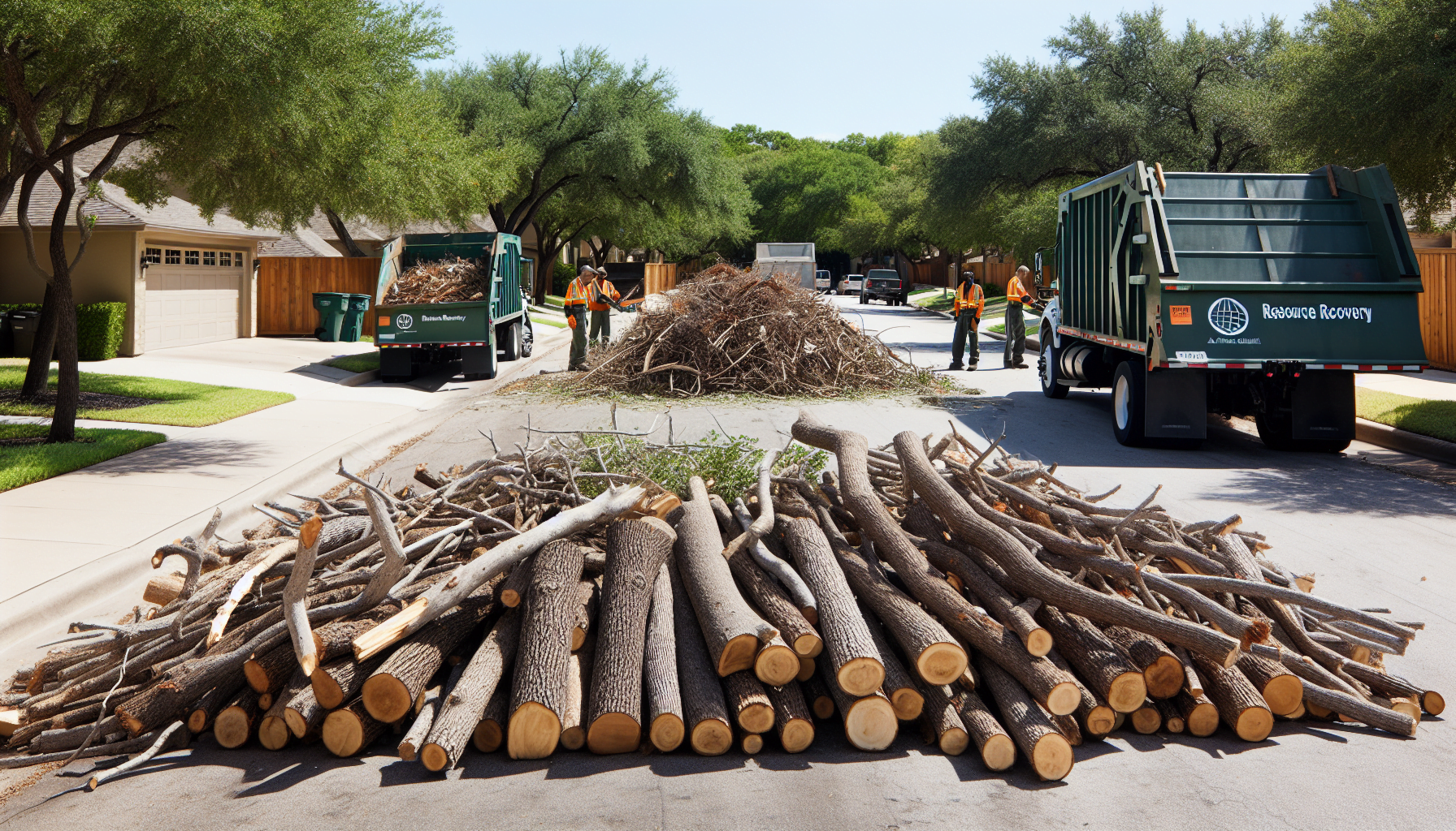 Curbside collection of large brush and tree limbs
