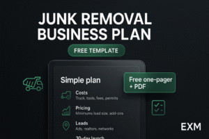 junk removal business plan template (free one-pager + pdf)