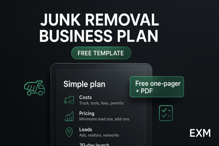 junk removal business plan template (free one-pager + pdf)