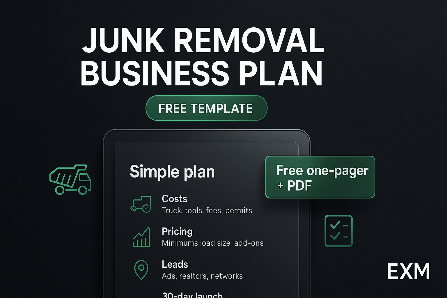 junk removal business plan template (free one-pager + pdf)