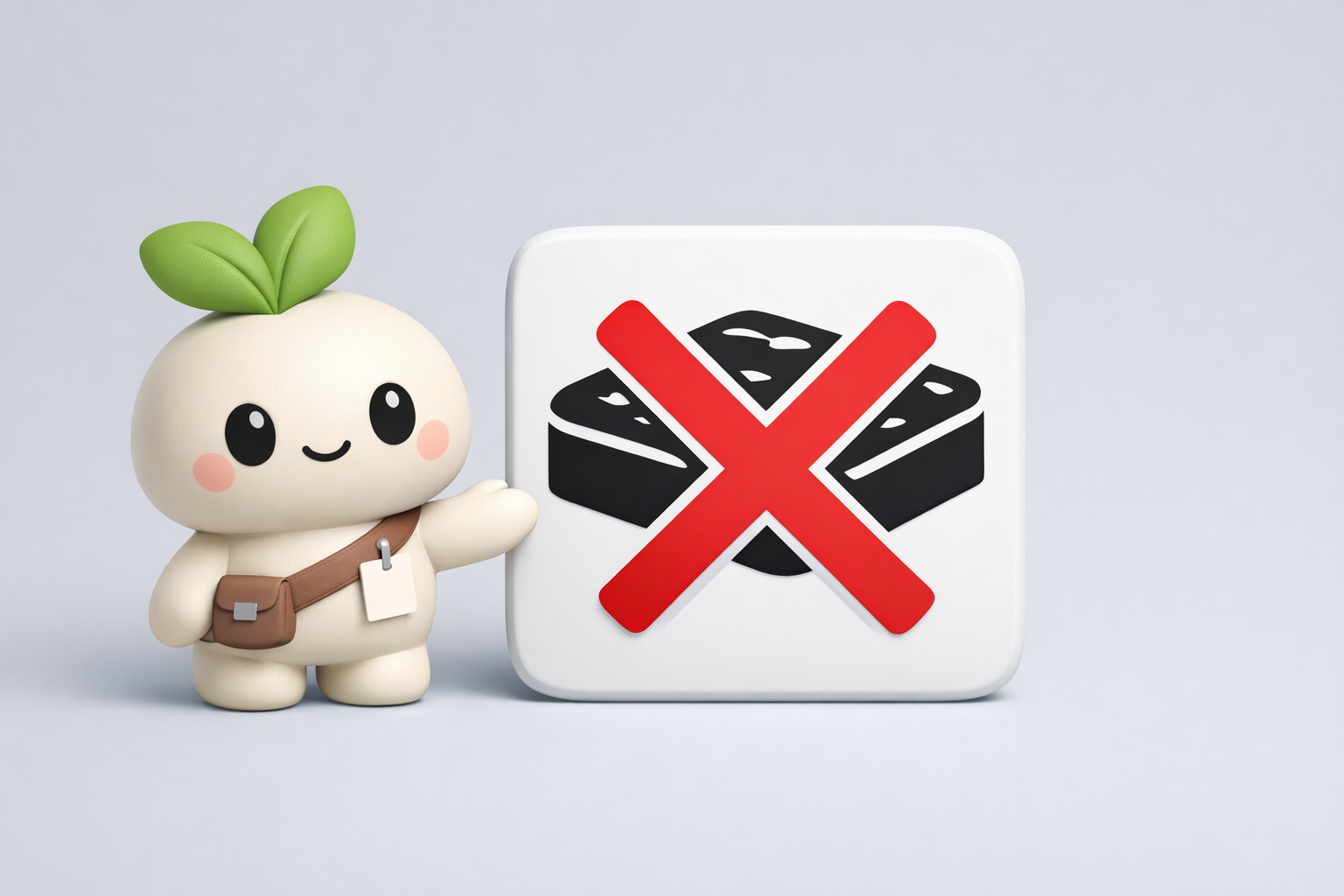 Sprout mascot beside a mattress not-accepted icon tile showing that Goodwill generally does not accept used mattresses for donation.